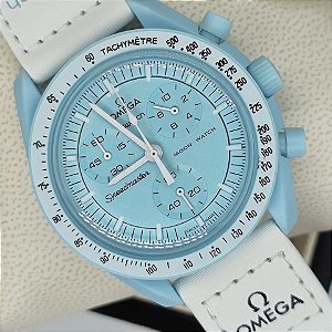 Relógio masculino linha Premium Omega Speedmaster Swatch Pulseira de Couro a prova d’água 40m