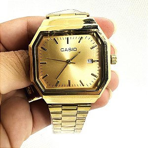 Relógio unissex linha master Casio Retrô Pulseira de aço inox a prova d’água 20m