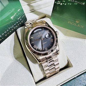 Relógio masculino Linha Premium Day-Date Automático Pulseira de aço inoxidável President 904l a prova d´agua 40m