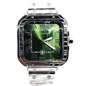 Relógio masculino linha master modelo Tank Pulseira de aço inoxidável a prova d’água 20m