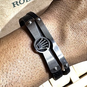 Pulseira bracelete em couro Premium modelo Rolex
