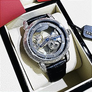 Relógio masculino linha Premium modelo Patek Grand Complications Celestial automatico Pulseira de couro a prova d’água