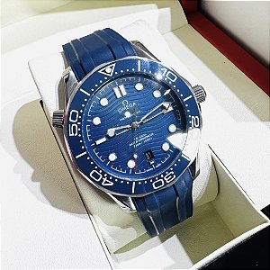 Relógio masculino linha Premium Omega Seamaster Pulseira Borracha a prova d’água 40m