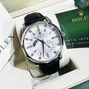 Relógio masculino linha Premium modelo Geneve automático Pulseira de couro a prova d’água 40m