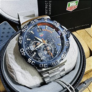 Relógio masculino linha Premium modelo Tag Fórmula 1 Kimi Raikkonen Pulseira de aço inoxidável a prova d’água 40m