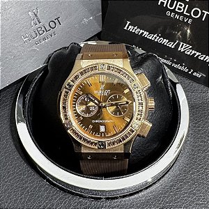 Relógio masculino linha Premium modelo Geneve Big Bang Pulseira de Borracha a prova d’água 40m