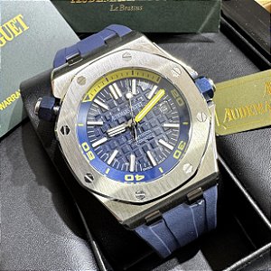 Relógio masculino linha Premium modelo Audemars Royal Oak automático Pulseira de borracha a prova d’água 40m
