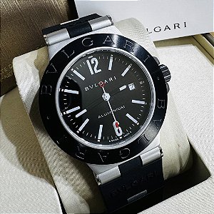 Relógio masculino linha Premium Bvlgari Aluminium Pulseira de Borracha a prova d’água 40m
