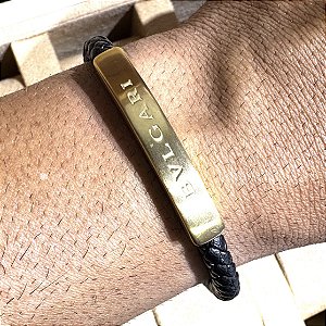 Pulseira bracelete em couro Premium modelo Bvlgari