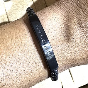 Pulseira bracelete em couro Premium modelo BVLGARI
