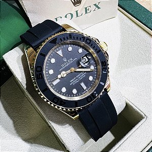 Relógio masculino linha Premium modelo Yacht-Master automático Pulseira de borracha oyster flex a prova d’água