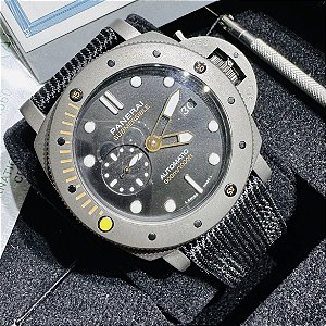 Relógio masculino linha Premium Panerai Submersible  automático Pulseira de couro a prova d’água 40m