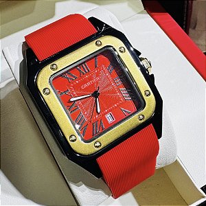 Relógio masculino linha master Cartier Tank pulseira de borracha a prova d’água 20m