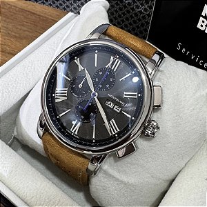 Relógio masculino linha Premium Roma Pulseira de couro a prova d’água 40m