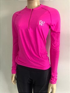 Blusa Ciclismo LIVRE EXPRESSÃO Feminino c/ Ziper Manga Longa Pink Tam. M