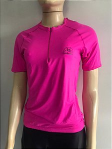 Blusa Ciclismo LIVRE EXPRESSÃO Feminino c/ Ziper Manga Curta Pink Tam. GG