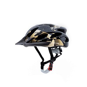 Capacete TSW Raptor II Led Preto/Cinza/Dourado c/ Viseira - Tam. M