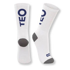 Meia TEO Performance Branco/Azul 39/43