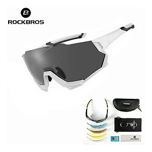 Óculos de Ciclismo ROCKBROS Unissex Branco (+4 Lentes)