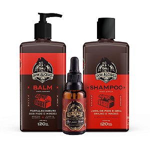 Kit Shampoo + Balm + Óleo para barba Don Alcides Barbar Negra