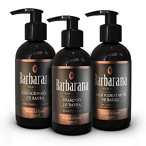 Kit Barbarana Shampoo, Condicionador e Balm de Barba