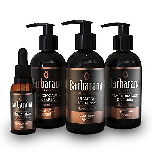 Kit Barbarana Shampoo, Condicionador, Balm e Óleo de Barba