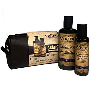Kit Necessaire Shampoo e Condicionador de Barba - Mar - Viking