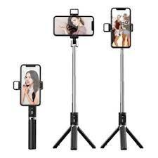 Bastão Pau Selfie Tripé 2 Luz Led Bluetooth Retrátil Phone