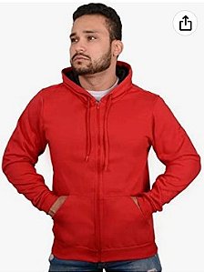 Moletom com Zíper Blusa de Frio Fechado Flanelado Moleton Com Capuz Blusão Casaco de Algodão Unissex Feminino Masculino Liso Sem Estampa