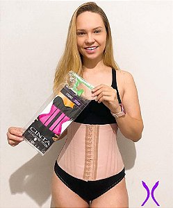 CINTA MODELADORA CORSELET EM MICROFIBRA 12 BARBATANAS (PRETO) - CINTA  FITNESS