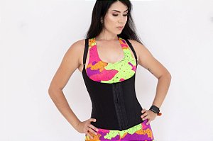 CINTA MODELADORA FITNESS EM MICROFIBRA 12 BARBATANAS (PRETO