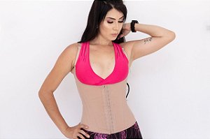 CINTA MODELADORA CORSELET EM MICROFIBRA 12 BARBATANAS (BEGE) - CINTA FITNESS