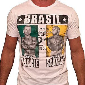 Camiseta Book - Carlson Gracie Vs Waldemar Santana-1956 (Branca)