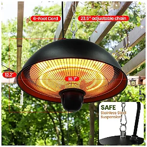AQUECEDOR DE AMBIEXTE EXTERNO SUSPENSO IMPORTADO 1500W 110V - IMPORTADO DOS EUA