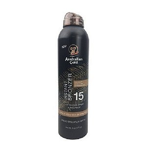 Protetor solar Australian Gold em spray contínuo com bronzeador instantâneo FPS 15 (170g)
