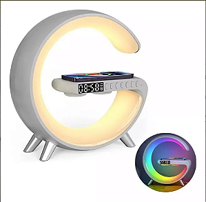 Luminária Som De Mesa Carregador Indução Smart Bluetooth