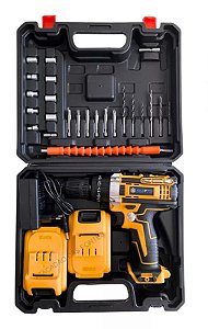 Kit Parafusadeira 21v C/ Conjunto Acessórios Com 2 Baterias