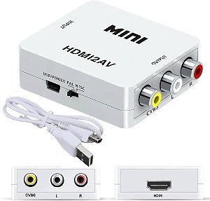 Adaptador conversor de HDMI para vídeo 3RCA 2av