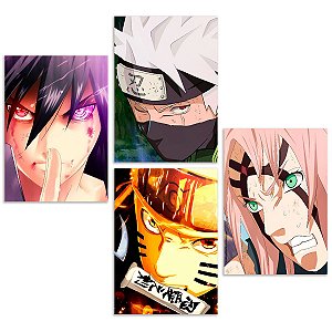 4 Placas Naruto Time Decorativas