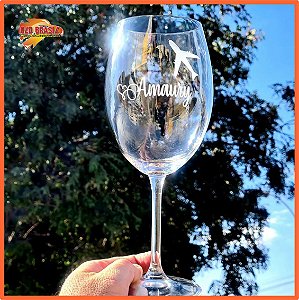 Taça de Vinho 580ml - Cristal - Personalizada (TRANSPARENTE)