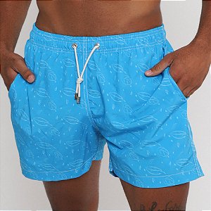 Comprar Short de Praia com Bolsinho Estampado Folhagem Lima