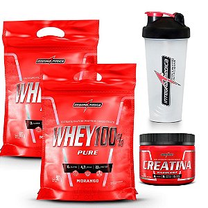 SUPER WHEY 100% PURE 2X900G + CREATINA 150G - COQUETELEIRA - INTEGRALMEDICA