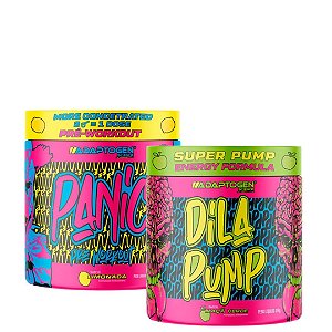 pré treino PANIC 300G - sabor uva + DILA PUMP 318G sabor manga e laranja - ADAPTOGEN