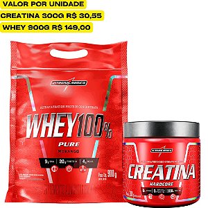 WHEY 100% 900G REFIL + CREATINA 300G - INTEGRALMÉDICA
