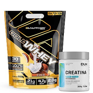 GOLD WHEY 100% 900G ADAPTOGEN - CREATINA 300G DUX HUMAN HEALTH