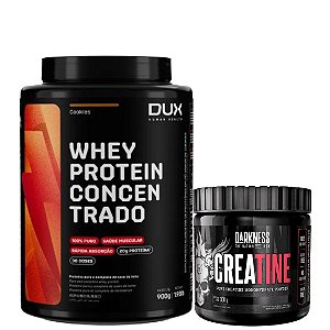 WHEY PROTEIN CONCENTRADO 900G DUX HUMAN HEALTH + CREATINA 300G 100% pura DARKENSS