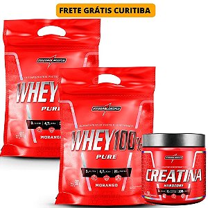 WHEY 100% PURE 2X900G - CREATINA 300G MONOHIDRATADA - INTEGRALMEDICA