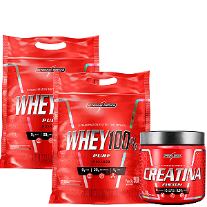 WHEY 100% PURE 2X900G - CREATINA 300G MONOHIDRATADA - INTEGRALMEDICA