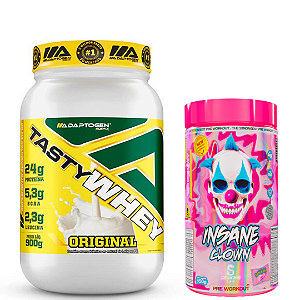 TASTY WHEY 900G ADAPTOGEN + PRÉ TREINO INSANE CLOWN 350G DEMONS LAB SABOR TUTTI-FRUTTI - DEMONS LAB