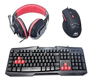 Kit Gamer 4 Em 1 Teclado + Mouse 3200dpi + Headset + Mouse Pad